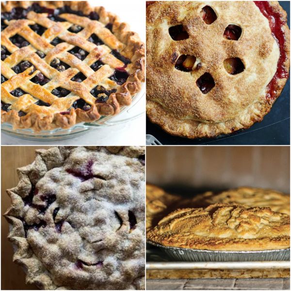 4 panel image of baked pies
