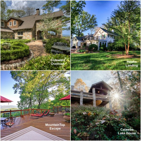 4 panel image of exterior homes