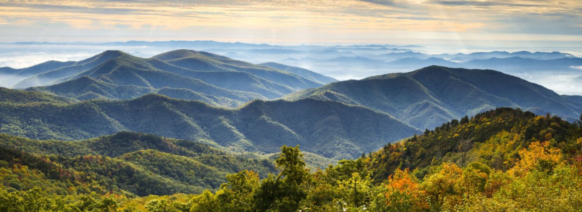 aerial photo of Asheville mountains