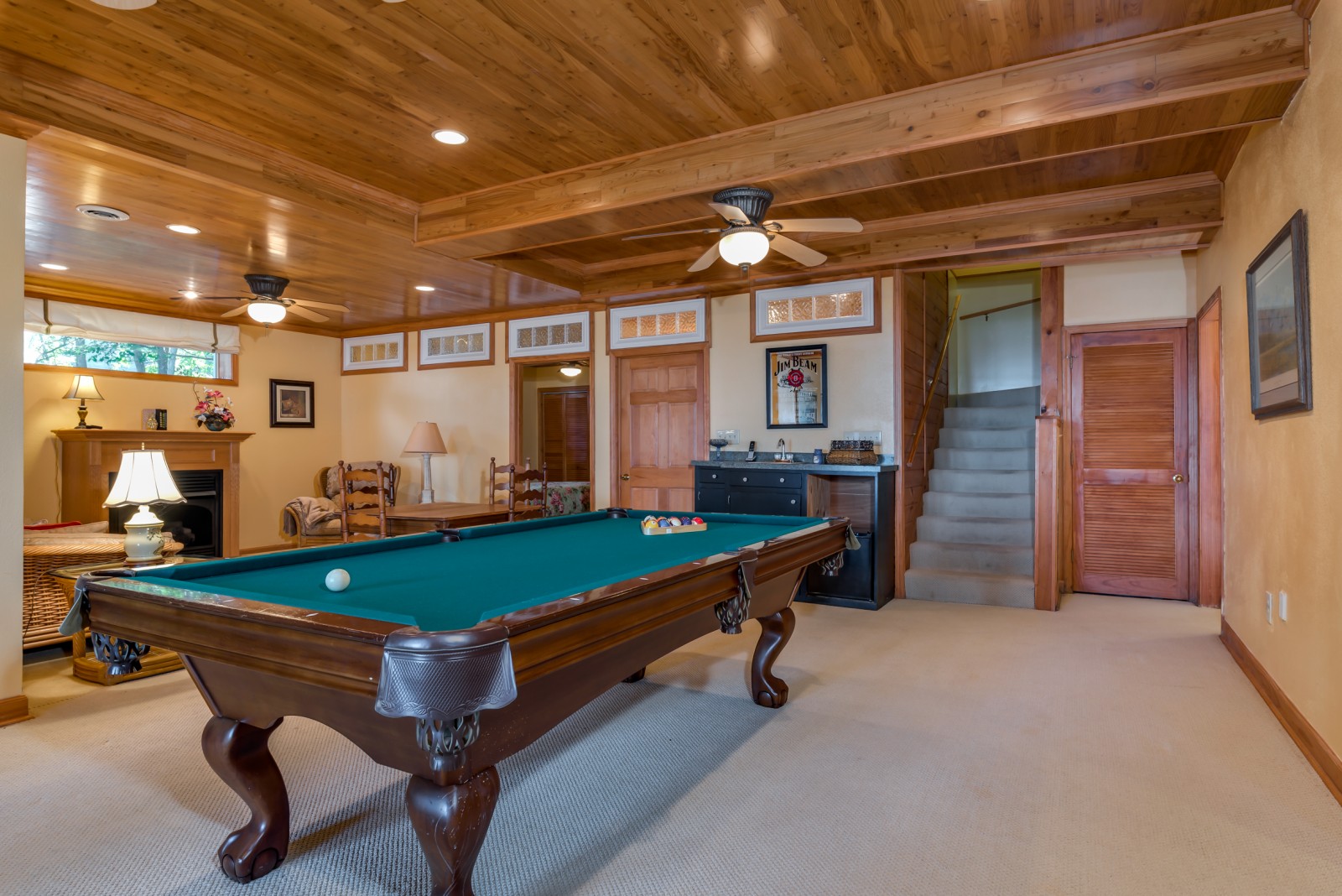 Downstairs view of pool table