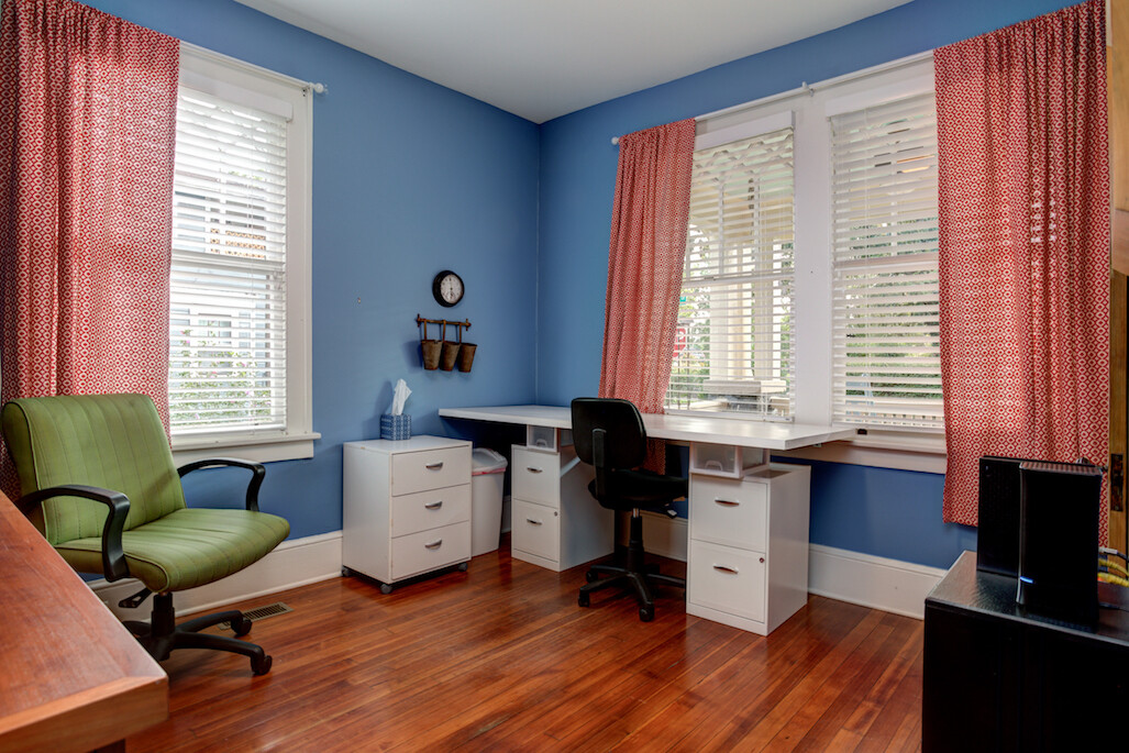 Bedroom Desk with Shaded Windows
