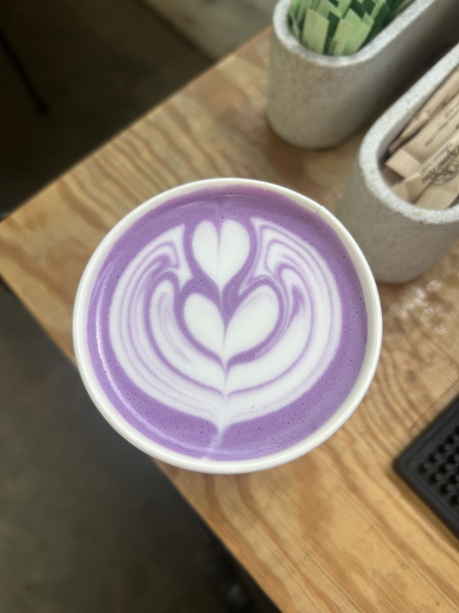 a ube lavender latte from Asheville coffee shop