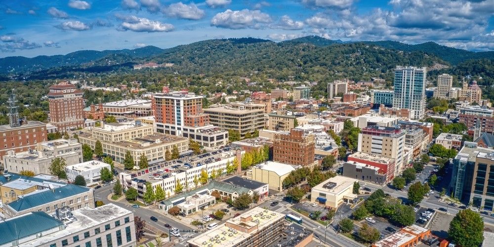 aerial image of asheville