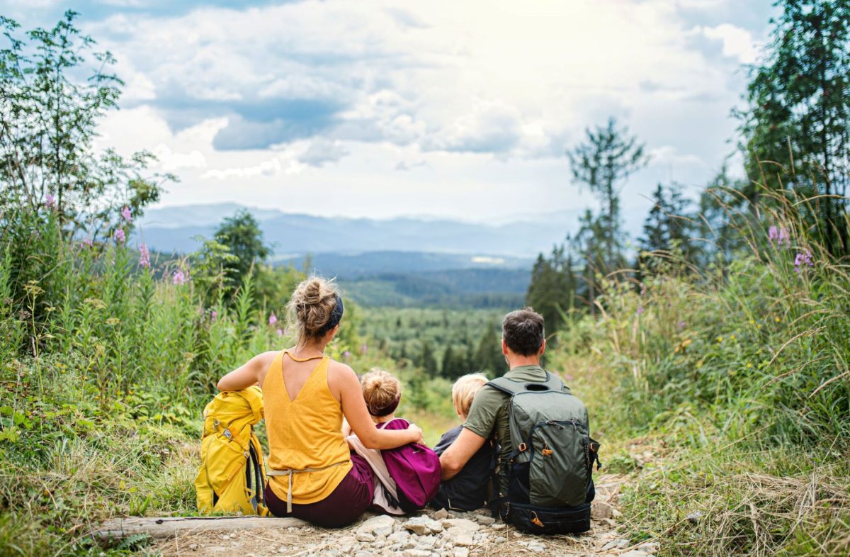 family hiking in the blue ridge mountains