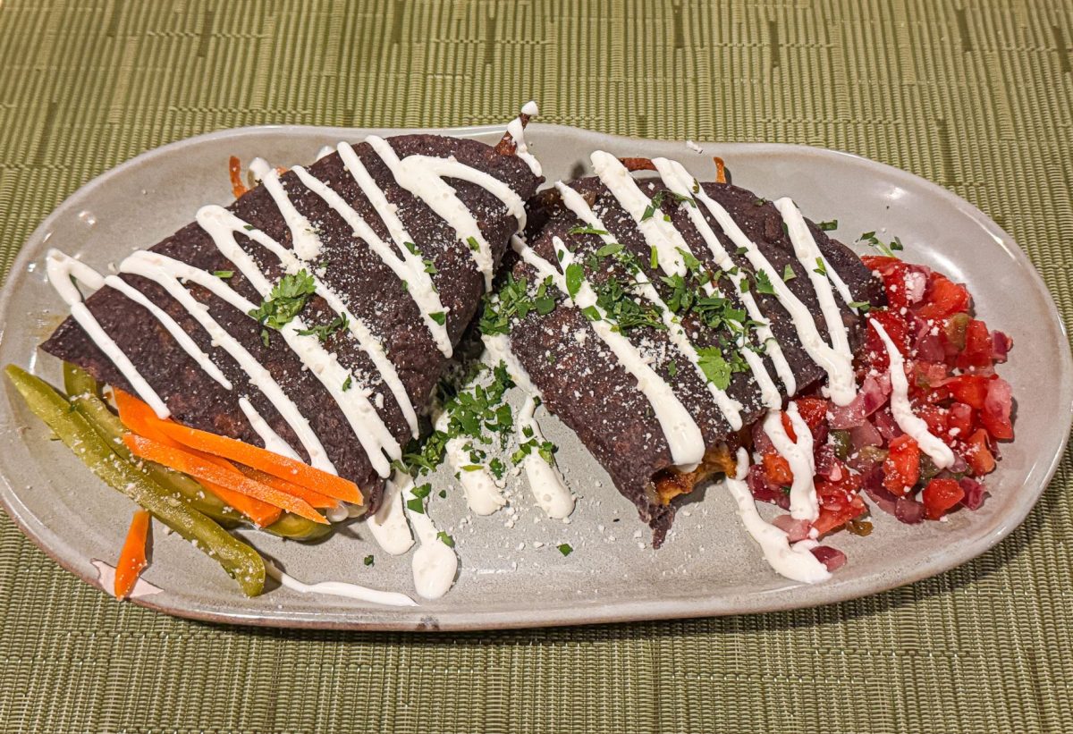 Pollo Carbón Quesadilla made with blue corn tortillas at Xico restaurant in Asheville.